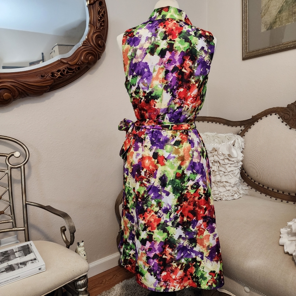WardorbeA Multi Color Faux Wrap Dress With Belt - Picture 7 of 14